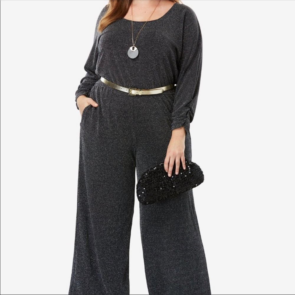 JESSICA LONDON WIDE LEG GLITTER JUMPSUIT 18W